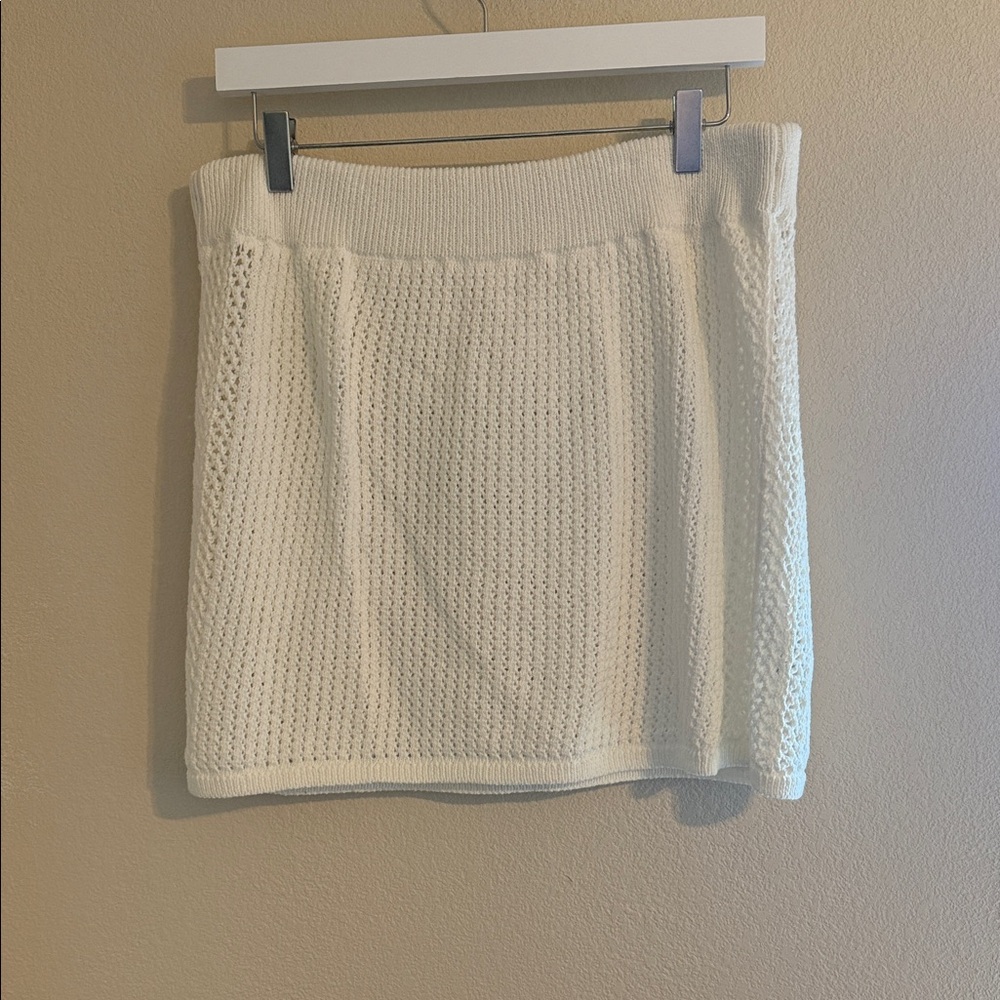 Anthropologie Ivory Knit Mini Skirt